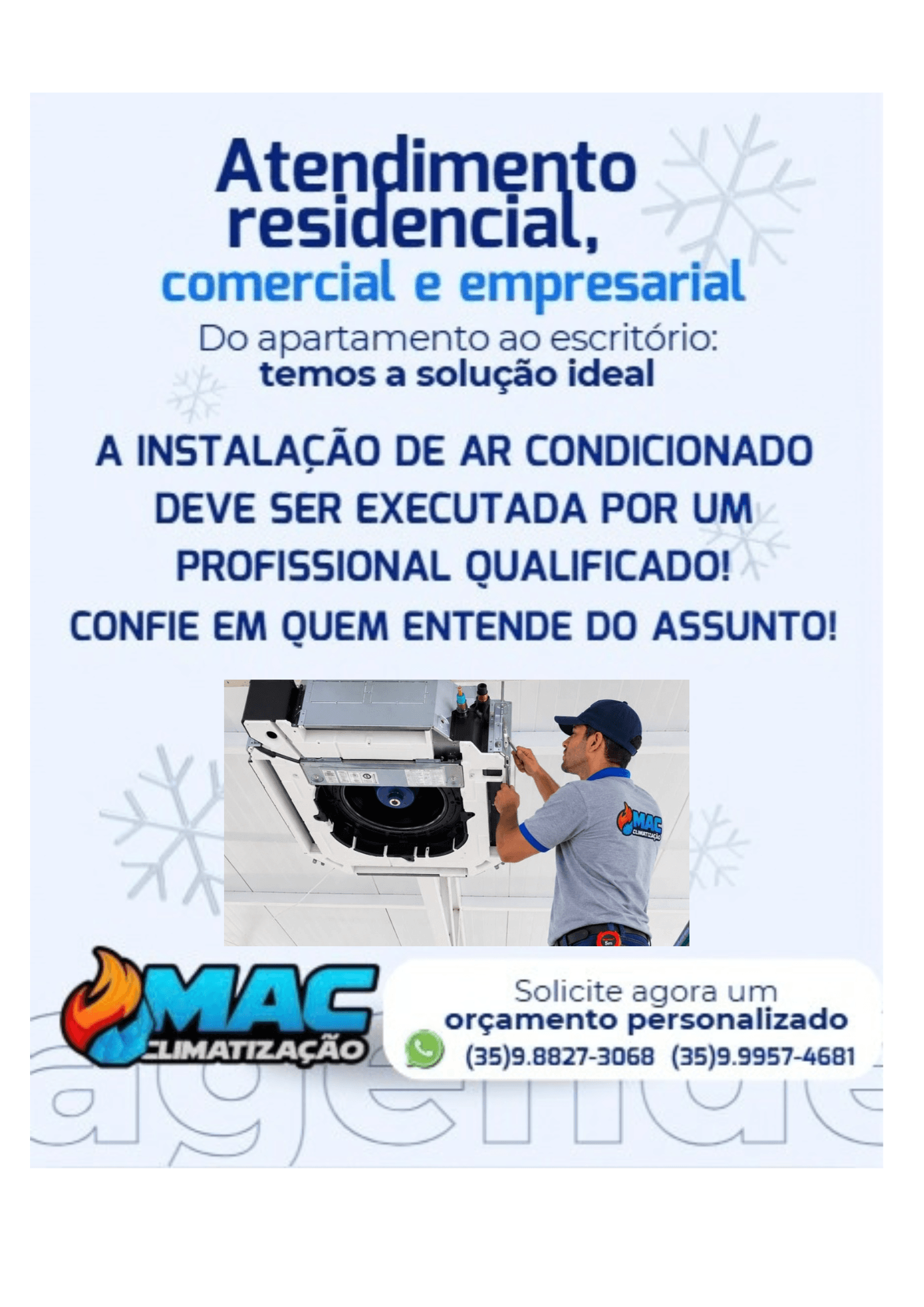 Técnico realizando manutenção em ar-condicionado (foto ilustrativa)